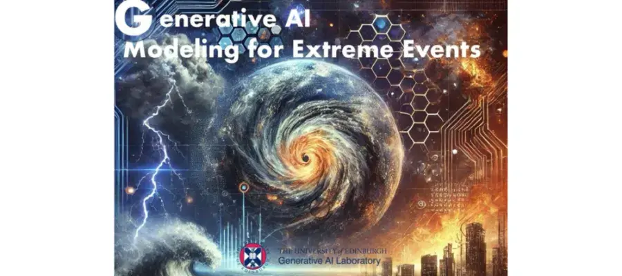 A composite image of a hurricane and city scape announcing an upcoming workshop